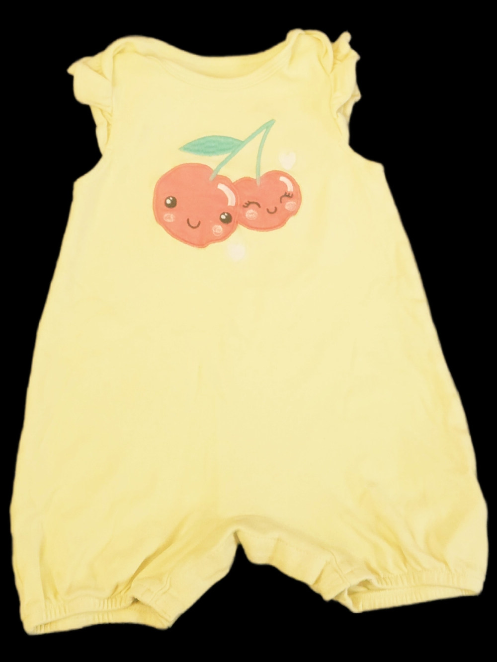#KCGI56 Yellow Baby Romper with Cute Cherry Graphic
